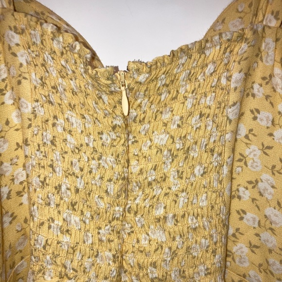 Reformation Floral Yellow Sweetheart Neckline Mini Dress - Picture 3 of 7